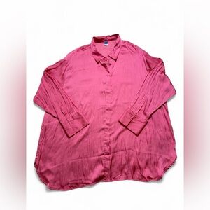 Old Navy Satin Button Down – Hot Pink – Size 2X